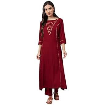 Buy idaLia Maroon Rayon Kurta Set at Amazon.in