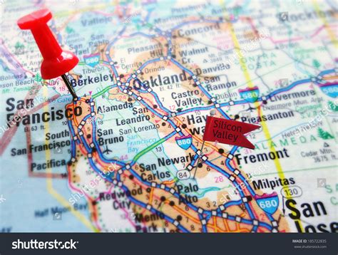 Map Silicon Valley Section California San Stock Photo 185722835 ...