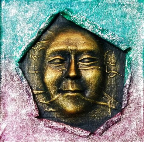 "Through Of Mask 5": Blue-Green Figurative painting by Akhilesh Gaur ...