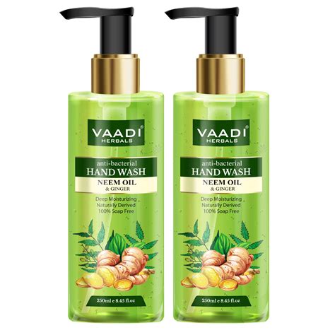 Pack of 2 Anti-Bacterial Neem Oil & Ginger Hand Wash (250 ml x 2 ...