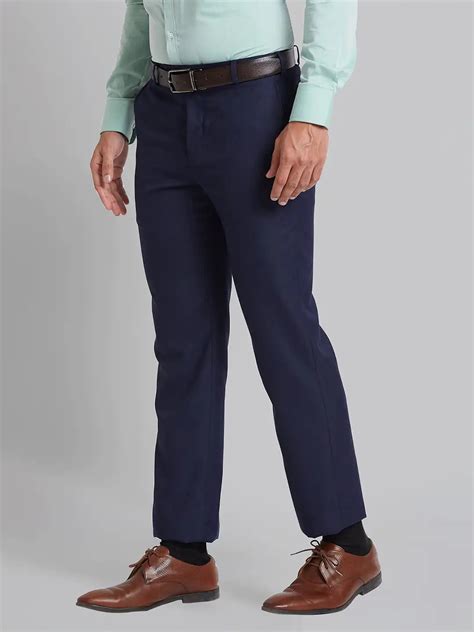 Men Blue Smart Fit Structure Polyester Blend Trouser – MyRaymond