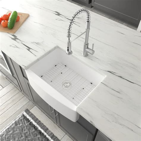 Farmhouse Kitchen Sink, Dcolora 24 Inch Small Laundry Sink Apron Front ...