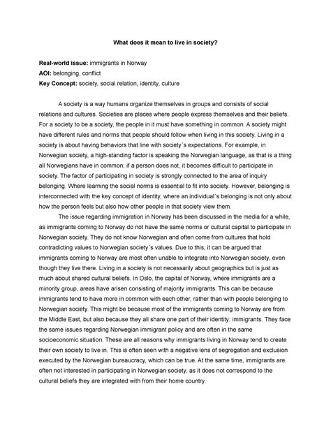 What does it mean to live in society-2 - What does it mean to live in ...