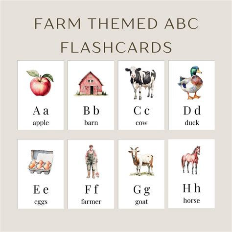 Farm Themed Flash Cards | Farm Abcs Flash Cards | Printable Flash Cards ...