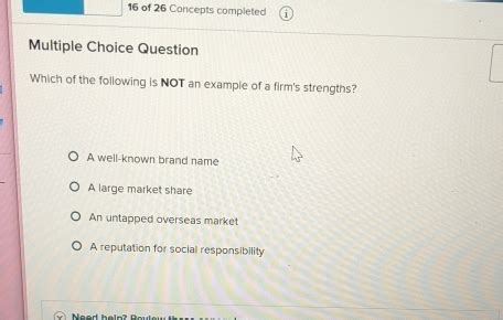 Solved: of 26 Concepts completed Multiple Choice Question Which of the ...