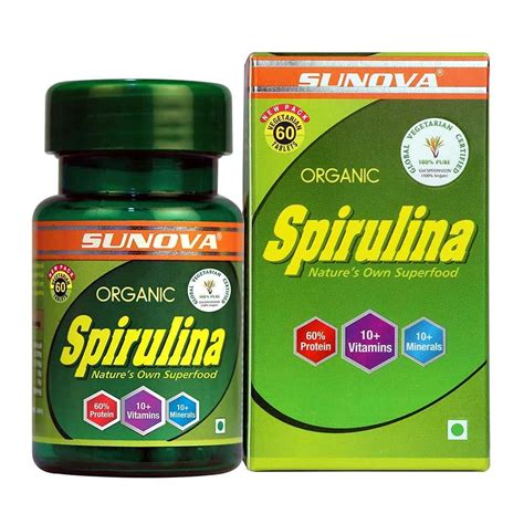 Buy SUNOVA ORGANIC SPIRULINA TABLETS - SPIRULINA AND BLUE-GREEN ALGAE ...