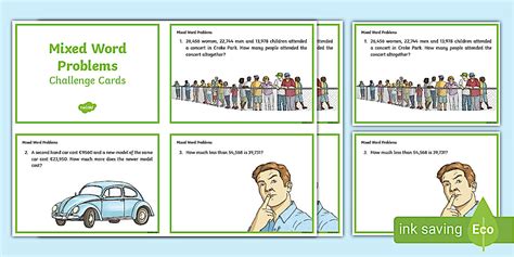 Mixed Word Problems Challenge Cards