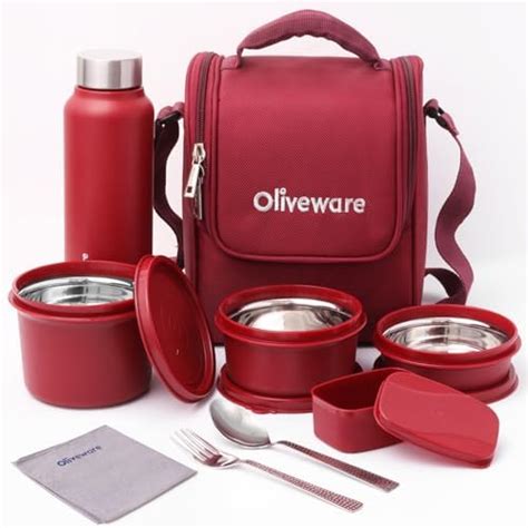 Buy oliveware Teso Musk Lunch Box | Insulated Steel Containers | Set of ...