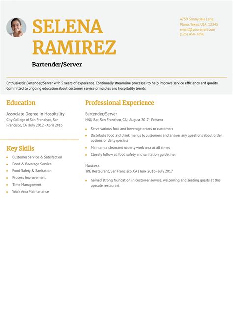 Sample Resume For Server Server Resume Examples & Templates For 2025