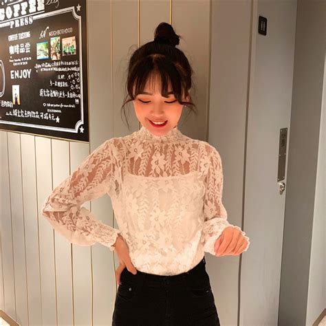 ハイネック 総レース ブラウス ハーフハイネック シースルー キャミソール付き☆fsk0347 | Alice Mode