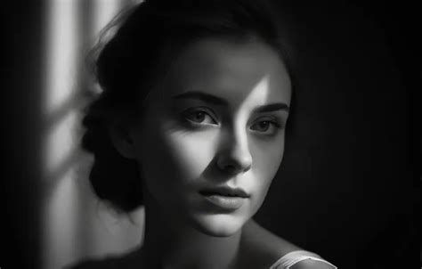 Wallpaper look, girl, light, portrait, shadows, black background, black ...