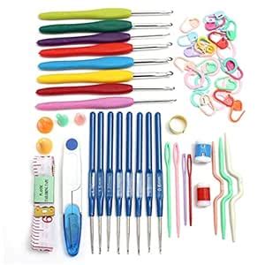 UBERSWEET® Multi, Germany Home Use 16 Sizes Plastic Crochet Hooks ...