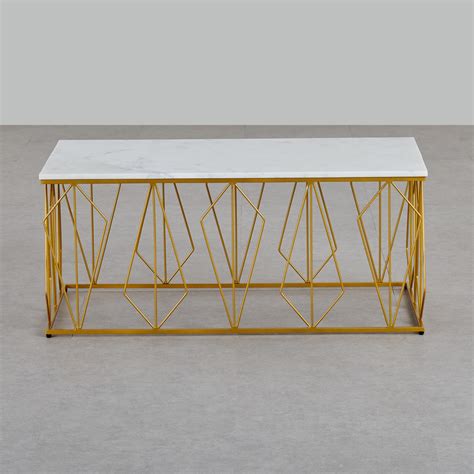 Buy Helios Parker Marble Top Coffee Table - Gold from Helios by Home ...