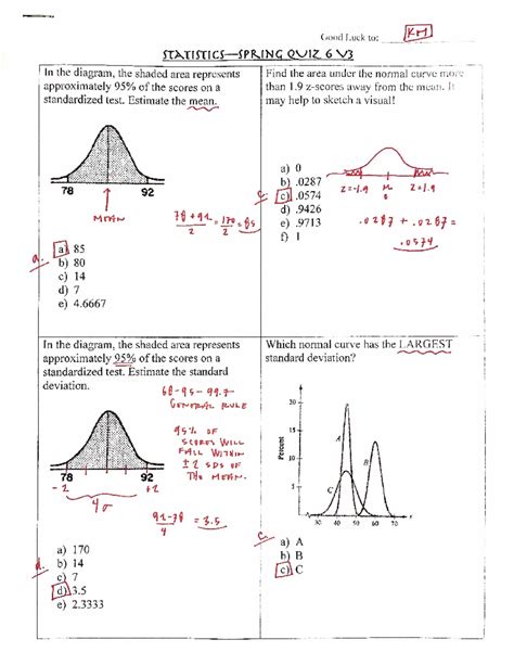 Statistics Spring-QUIZ 6 V3 KEY - Probability and Statistical Methods ...