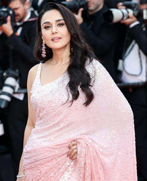 Preity Zinta adds desi touch to Cannes red carpet in pink saree