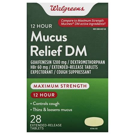 Walgreens 12 Hour Mucus Relief DM Extended-Release Tablets Maximum ...