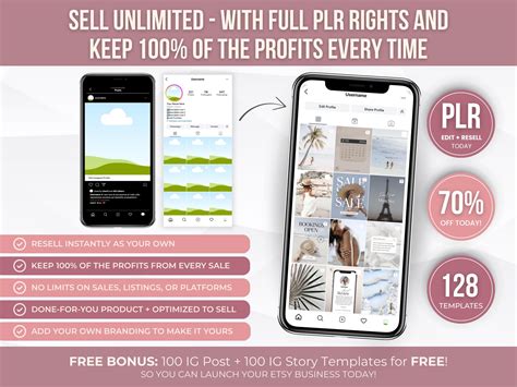 128 Instagram Profile Mockup Editable Canva Templates PLR, Social Media ...