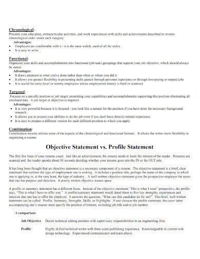 Image result for Objective Statement Form and Examples