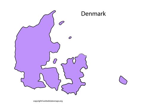 Blank Denmark Map | Blank Outline Map of Denmark