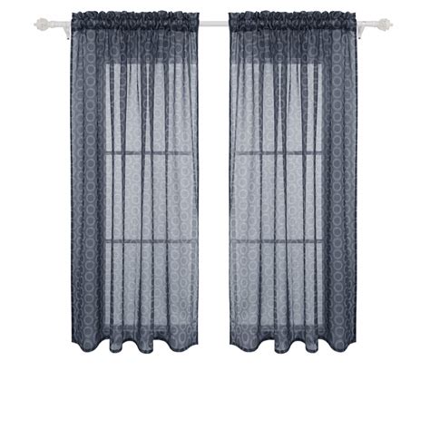 Buy Deconovo Linen Look Rod Pocket Window Curtains Circle Printed Sheer ...