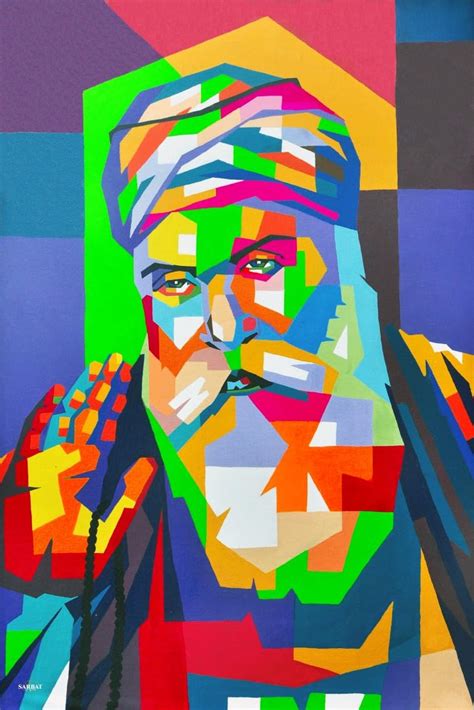 Guru Nanak Dev Ji - Handmade Waterproof Pop Art Cotton Canvas Painting ...