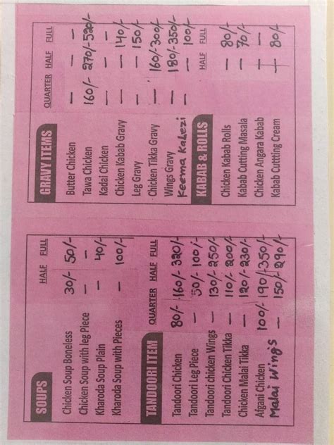 Menu at Patiala Shahee grill, New Delhi