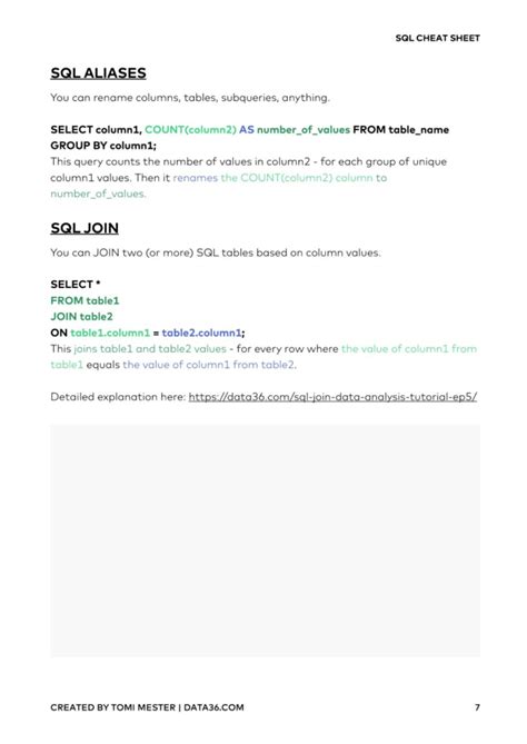 SQL Statements Cheat Sheet 的图像结果