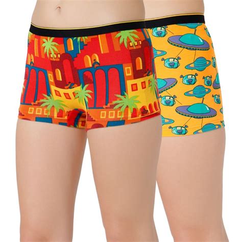Buy Bummer Womens Printed Micro Modal Boyshorts Panties Combo (Pack of ...