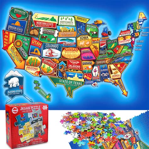 Kids United States Puzzle Map -USA Map Puzzle 50 States with Capitals ...