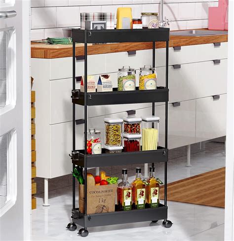 SPACEKEEPER Slim Rolling Storage Cart 4 Tier India | Ubuy