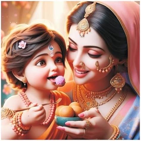 Rainy Akki Lord Krishna Baal Gopal Smiley Yashoda Maa Wall Poster For ...