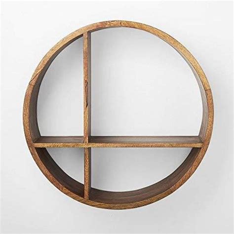 BOIS ART Round Wall Hanging Book Shelf Hardwood Wall Decor/Living Room ...