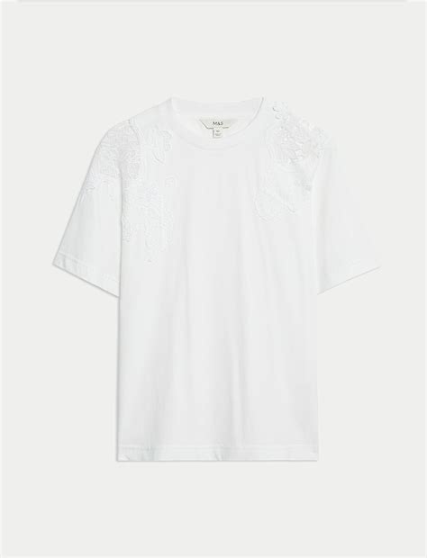 Buy Pure Cotton Embroidered T-Shirt at Marks & Spencer