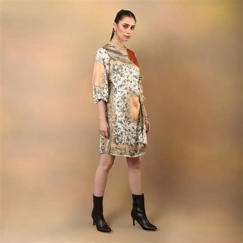 Duo Toned Wrap Dress - Peach And Rust – Tamiska.com