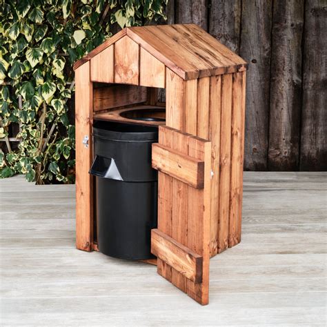 Double Outdoor Wooden Recycling Bin Station - Woodberry