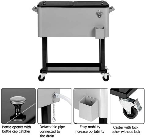 Buy Rolling Cooler with Wheels Trolley Iron Beer Ice Chest with Wheels ...