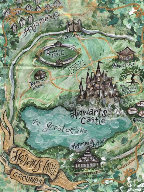 Hogwarts Grounds Map Hogwarts Papercraft Harry Potter Hogwarts Castle
