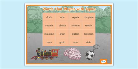 Words That Rhyme with Again Word Mat (teacher made) - Twinkl