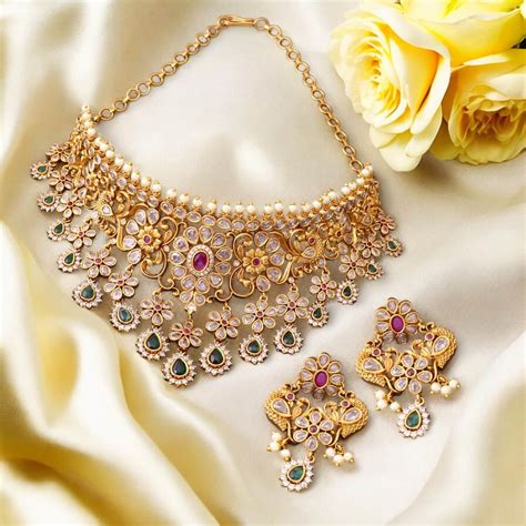 Golden Sanchita Antique Jewellery Set- New Arrival – Bling Bag