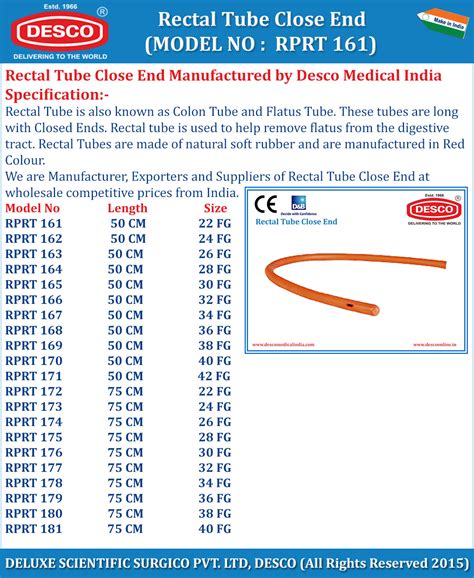 Hospital Rectal Tube Close End - Manufacturers, Exporters & Suppliers India