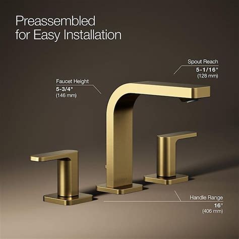 KOHLER Parallel 0.5 GPM Widespread Lavatory Faucet in Vibrant Brushed ...