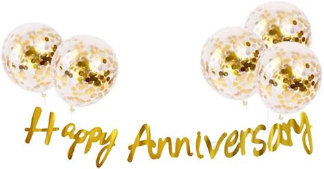 Party Propz Happy Anniversary Decorations Golden Foil Balloon For Home ...