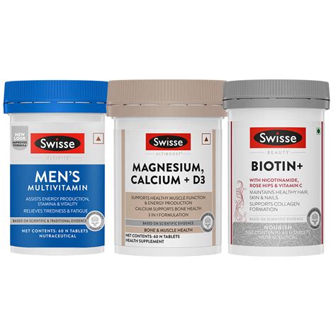 Swisse Multivitamin For Men (60 Tablets), Swisse Magnesium, Calcium