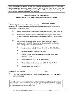 Fillable Online Declaration of U.S. Citizenship or Non-citizens With ...