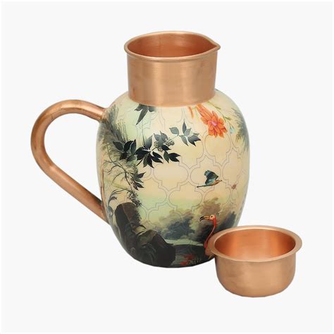 Buy INDIA CIRCUS River Bank Silvassa Copper Printed Jug and Tumbler Set ...