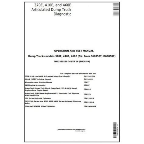 John Deere 370E 410E 460E Diagnostic & Test Manual TM13380X19 – Manuals ...