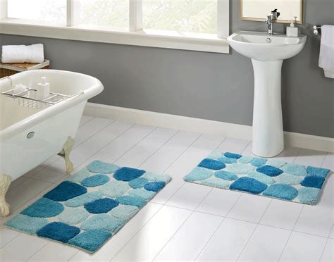 Chesapeake Pebbles 2 pc Arctic Blue Bath Rug Set (21"x34" & 24"x40 ...