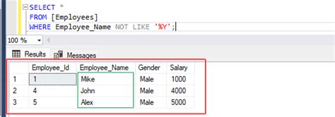 Image result for Not Like Statement in SQL