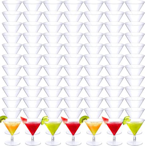 Amazon.com | Rtteri 250 Pieces Mini Plastic Martini Glasses 2 Oz Clear ...