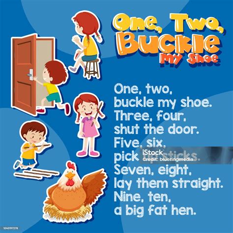 One Two Buckle My Shoes Song Stock Illustration - Download Image Now ...